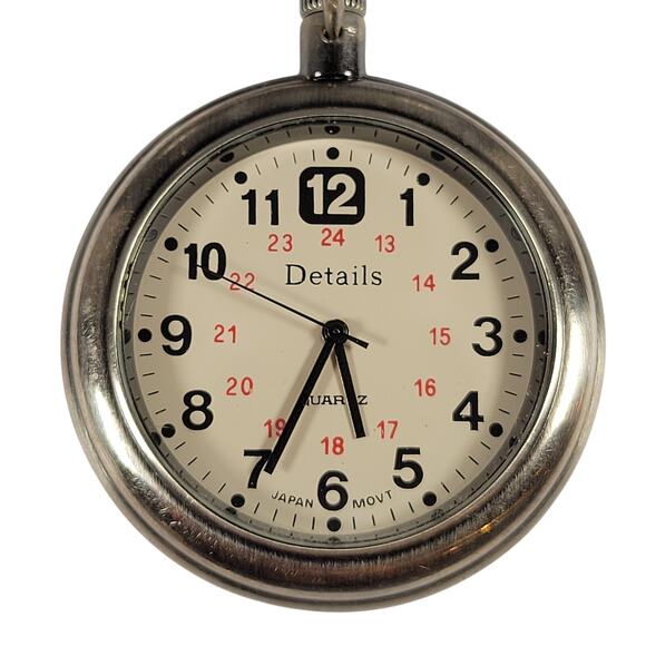 Details Pocket Watch with 14" Chain, Quartz Movement, Works New Battery - Picture 4 of 15